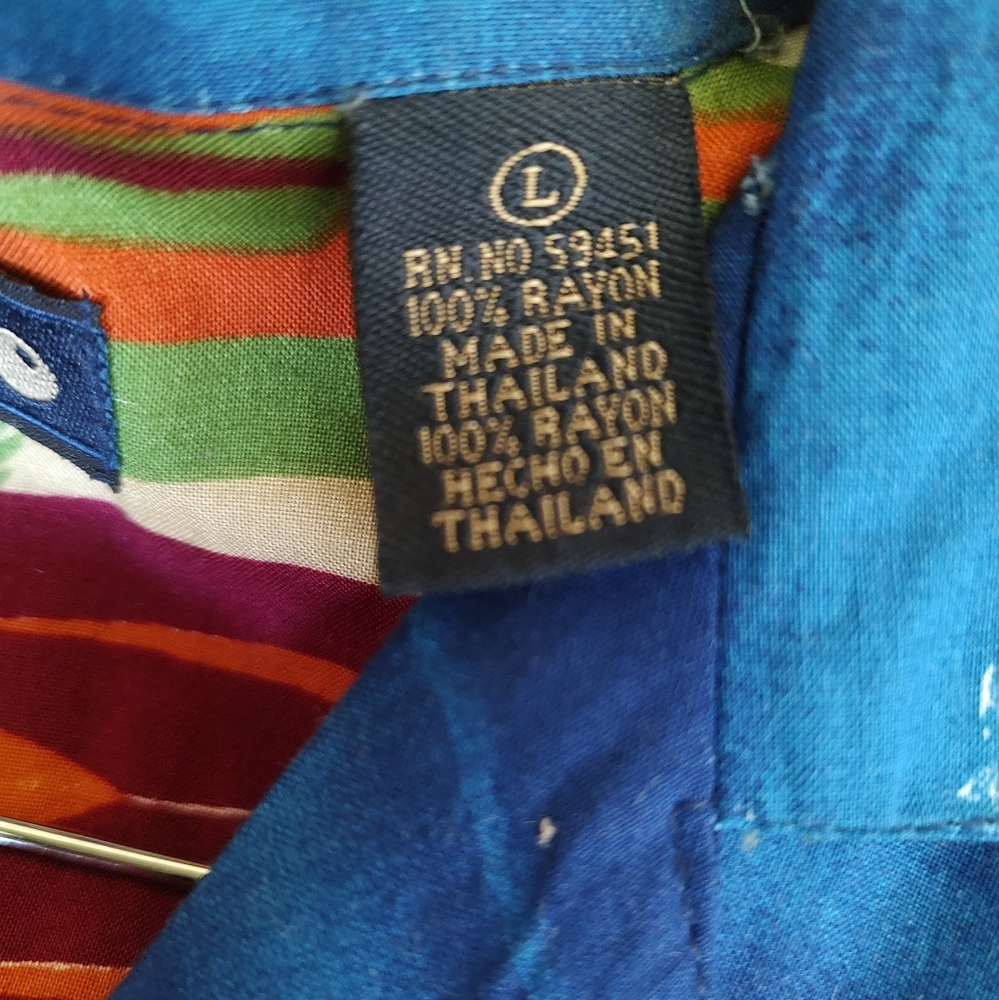 Wingo Vintage Men's Blue Hawaiian Shirt Made in Thailand - Picture 10 of 11